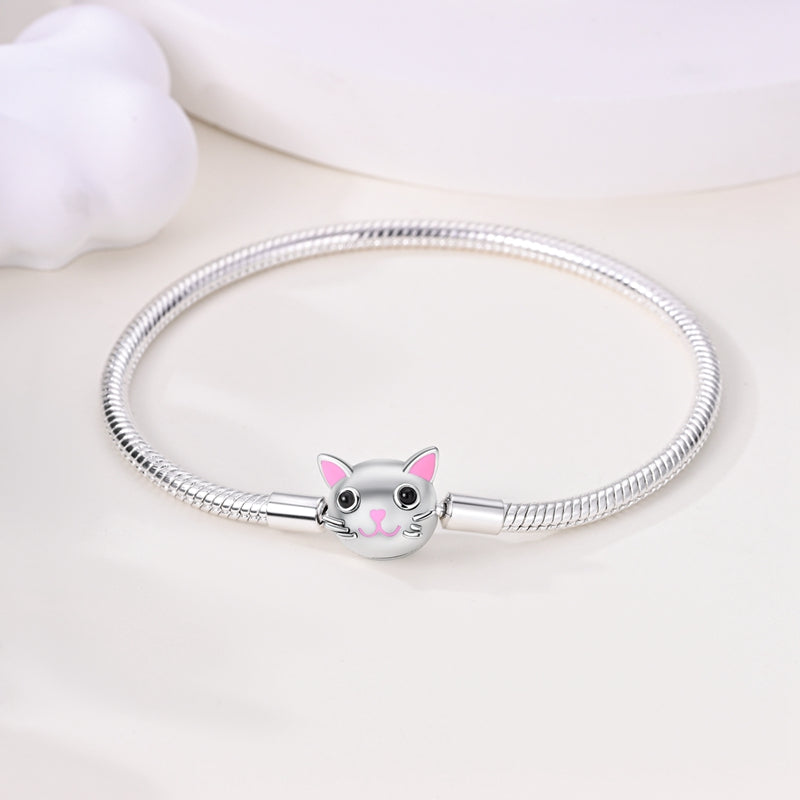 Silver Cat Head Charm  Compatible with Pandora Bracelets – Planet Charms