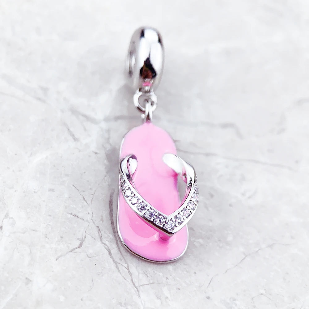 Pink Flip Flop Charm 👡 Fits Pandora Bracelets – Planet Charms