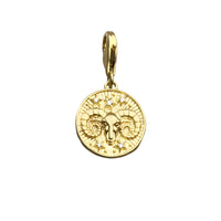 Gold Aries zodiac pendant.
