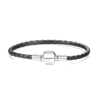 black leather charm bracelet