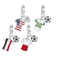 Soccer-themed charm bracelet beads.