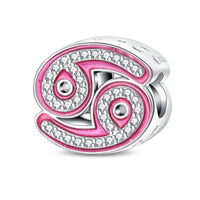 Pink and silver Cancer zodiac charm.