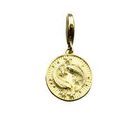 Gold-colored zodiac pendant.