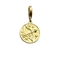 Gold Sagittarius zodiac charm.