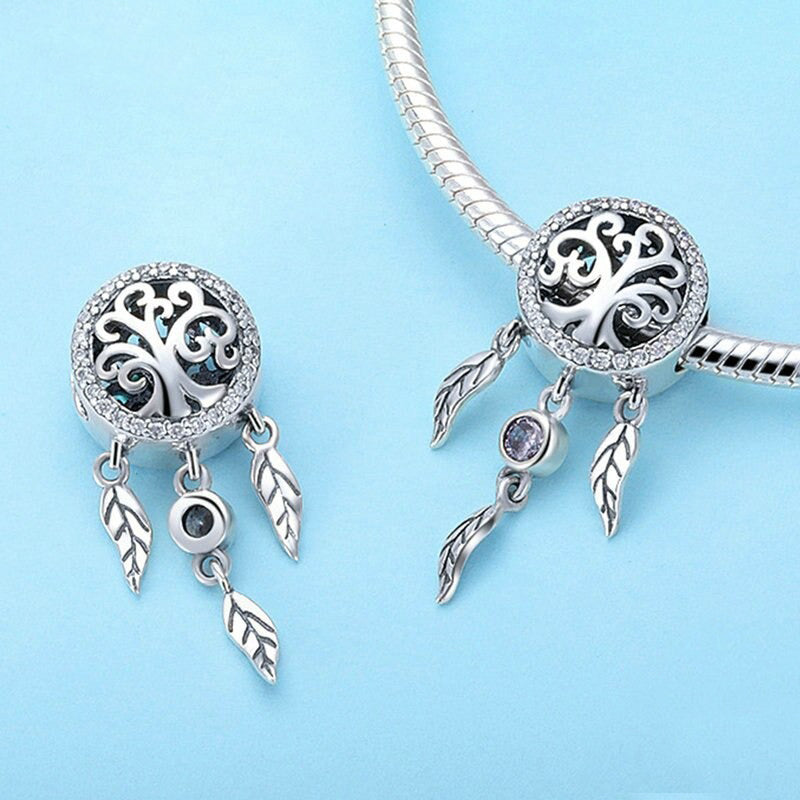 925 Sterling Silver Dream Catcher Charm – Enamel Marine Life Charm For Bracelet DIY Jewelry