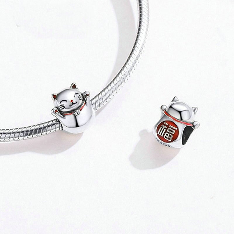 Sterling Silver Lucky Cat Charm - Maneki Neko Charm