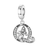 Butterfly Letter Q Charm