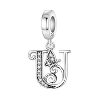 Butterfly Letter U Charm