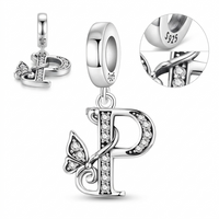 Butterfly Letter P Charm