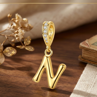 Gold Letter N Charm