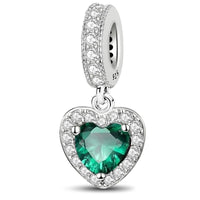 Green Dangle Heart Charm