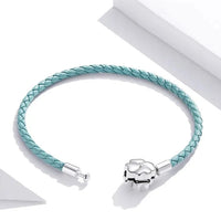 Turquoise Leather Charm Bracelet