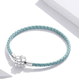 Turquoise Leather Charm Bracelet