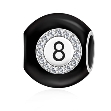 8 Ball Billiard Charm in 925 sterling silver, fits Pandora bracelets