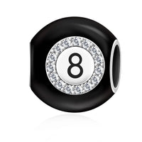 8 Ball Billiard Charm in 925 sterling silver, fits Pandora bracelets