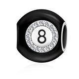 8 Ball Billiard Charm in 925 sterling silver, fits Pandora bracelets