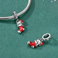 Christmas Cat Stocking Charm in 925 sterling silver, fits Pandora bracelets – view 2