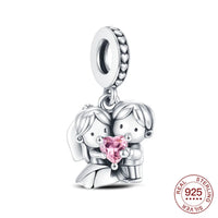 Hugging Couple Charm in 925 sterling silver, fits Pandora bracelets