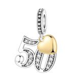 Wedding Anniversary Charm – 50th, 925 sterling silver, fits Pandora bracelets