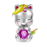Caticorn Charm fits Pandora bracelets, 925 sterling silver
