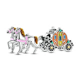 Horse and Carriage Charm fits Pandora bracelets, 925 sterling silver