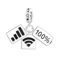 WiFi Battery Charm in 925 sterling silver, fits Pandora bracelets