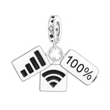 WiFi Battery Charm in 925 sterling silver, fits Pandora bracelets