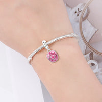 Pink Cowboy Hat Charm styled on a charm bracelet, fits Pandora bracelets