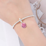 Pink Cowboy Hat Charm styled on a charm bracelet, fits Pandora bracelets
