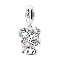 Bride and Groom Charm in 925 sterling silver, fits Pandora bracelets
