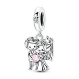 Bride and Groom Charm in 925 sterling silver, fits Pandora bracelets