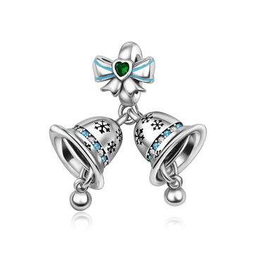 Christmas Bells Charm in 925 sterling silver, fits Pandora bracelets