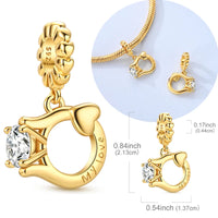 Engagement Ring Charm in 925 sterling silver, fits Pandora bracelets