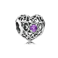 Birthstone Heart Charm – February birthstone