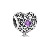 Birthstone Heart Charm – February birthstone