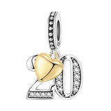 Wedding Anniversary Charm – 20th, 925 sterling silver, fits Pandora bracelets