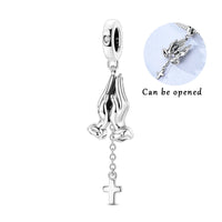 Praying Hands Rosary Charm in 925 sterling silver, fits Pandora bracelets