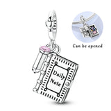 Notebook Charm fits Pandora bracelets, 925 sterling silver