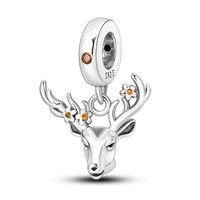 Stag Head Charm in 925 sterling silver, fits Pandora bracelets