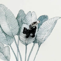 Voroco 925 Sterling Silver Black Cat CZ Charm Bead - Enamel & Oxidized Silver, Cute Animal Jewelry For Women