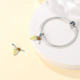 Pizza Slice Charm styled on a charm bracelet, fits Pandora bracelets