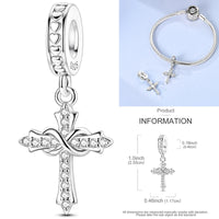 Sparkling Crucifix Charm in 925 sterling silver, fits Pandora bracelets
