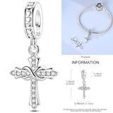 Sparkling Crucifix Charm in 925 sterling silver, fits Pandora bracelets