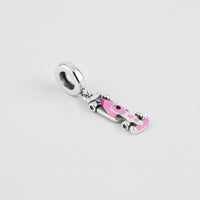 Pink Race Car Charm