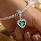 Green Dangle Heart Charm