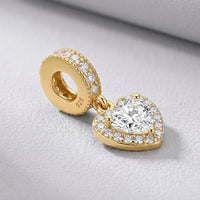 Gold Silver Dangle Heart Charm