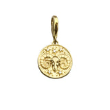 Gold Aries zodiac pendant.