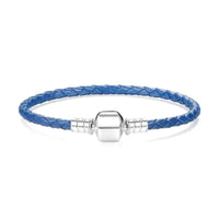 Blue Leather Charm Bracelet