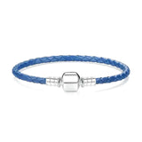 Blue Leather Charm Bracelet