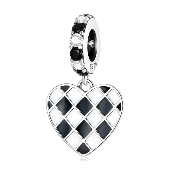 cherecked heart charm